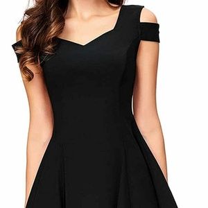 NEW Cold Shoulder DRESS Fit & Flair L Stretch